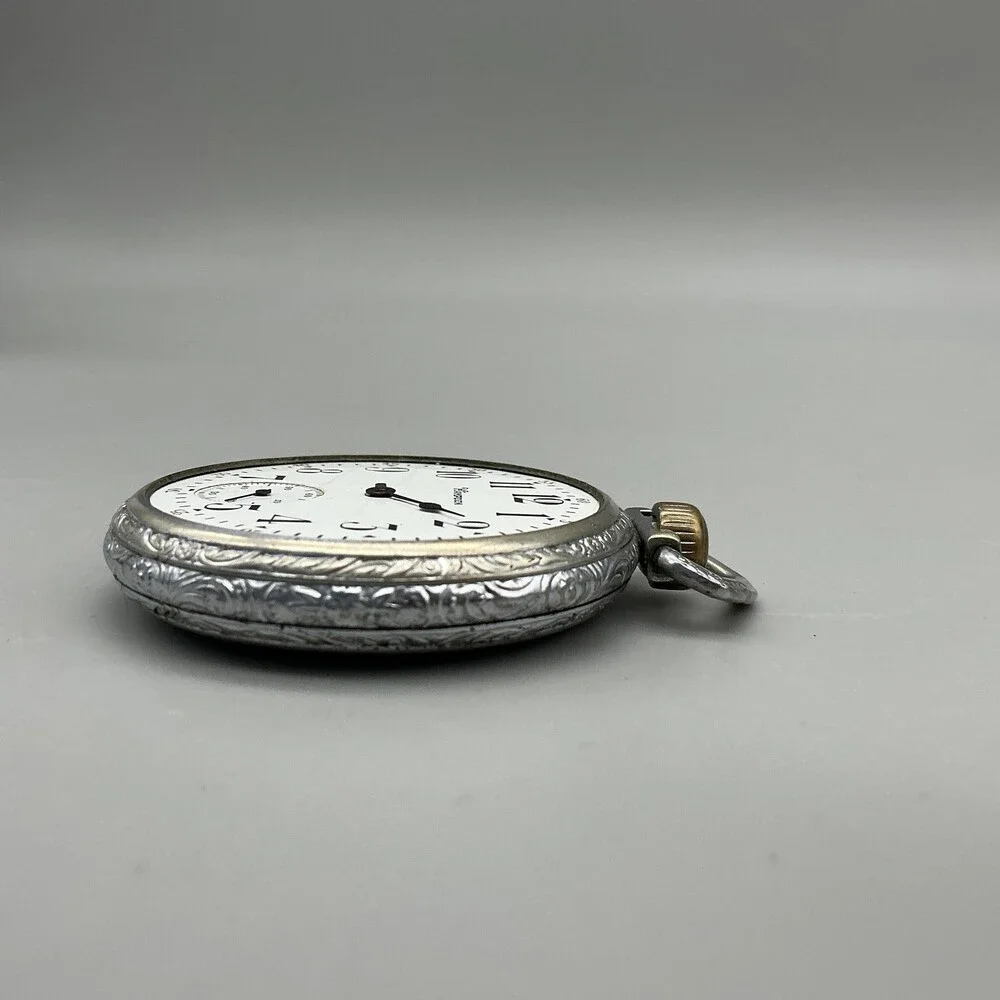 Vintage Hampden Pocket Watch Men 48mm Silver Tone Manual Wind 16S Not Running